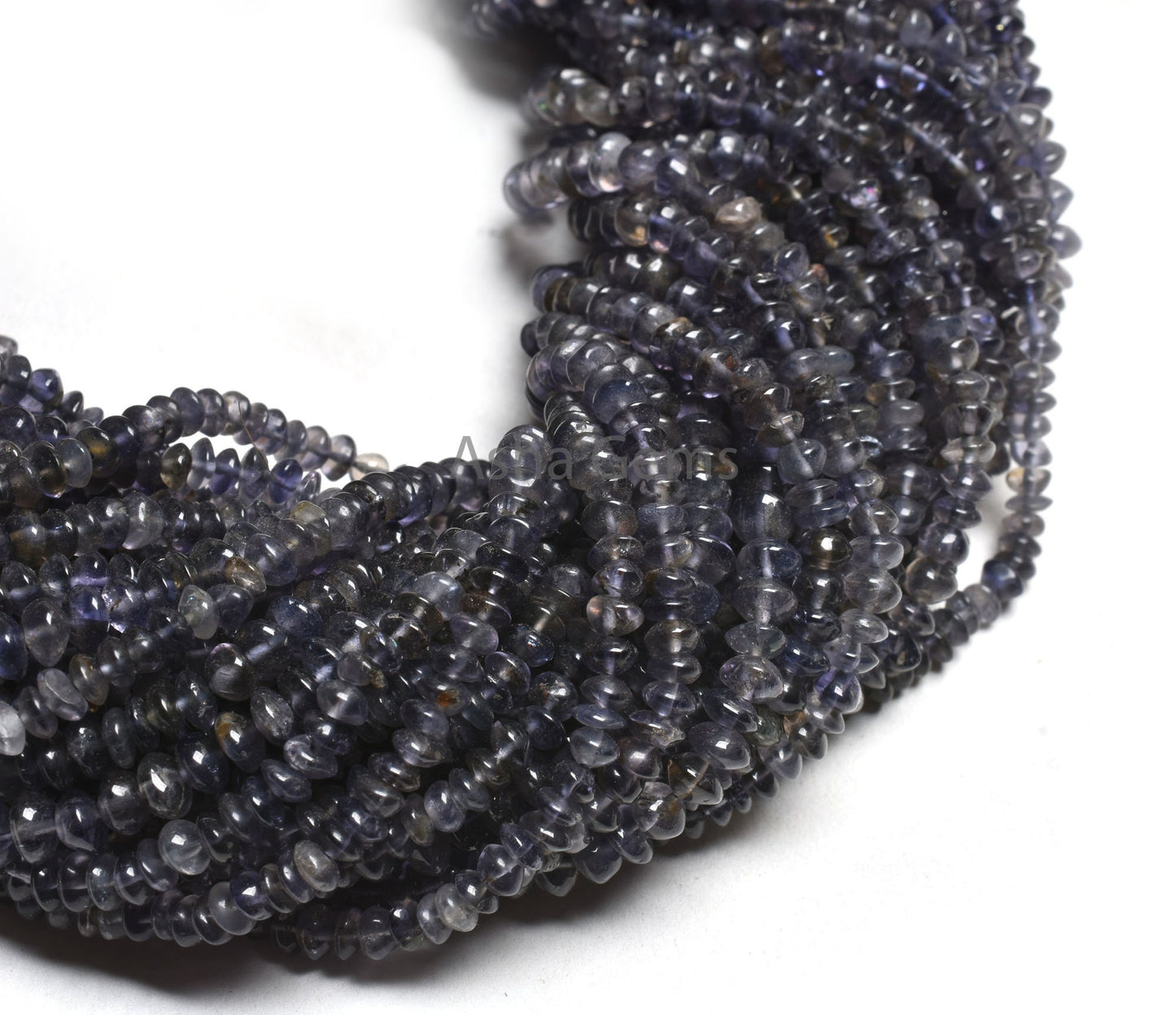 Beautiful Blue Iolite Smooth Button Shape Beads,13" Strand Natural Iolite Handmade Button Gemstone Center Drill Iolite Beads Jewelry Makings