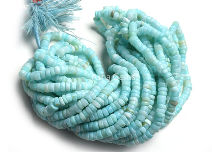 6 mm Sky Blue Opal Smooth Round Tyre Shape Beads, Peru Opal Plain Handmade Flat Tyre Gemstone Beads, Blue Peru Opal Beads Jewelry Craft SALE