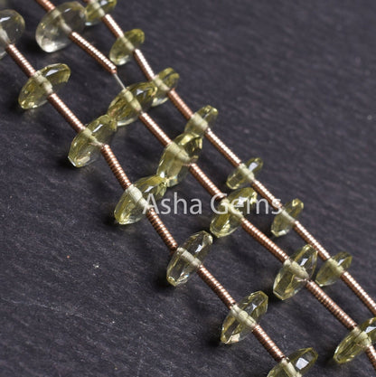 Beautiful Lemon Quartz Fancy Flat Rondelle Beads, Natural Lemon German Cut Gemstone Loose Beads,6" Lemon Quartz Beads Jewelry Making Crafts