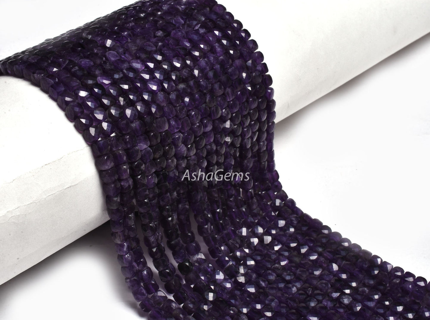 13" Strand natural Purple Amethyst Faceted Box Shape Beads,5mm African Amethyst 3D Cube Gemstone Bead Amethyst Beads For Jewelry Craft sale
