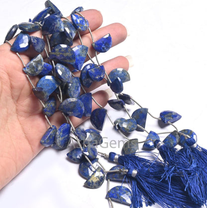 Beautiful Lapis Lazuli Fancy D Shape faceted Beads,8" Natural Blue Lapis Fancy Briolette Checker Cut Gemstone Loose Bead Jewelry Making SALE (AG 18674 )