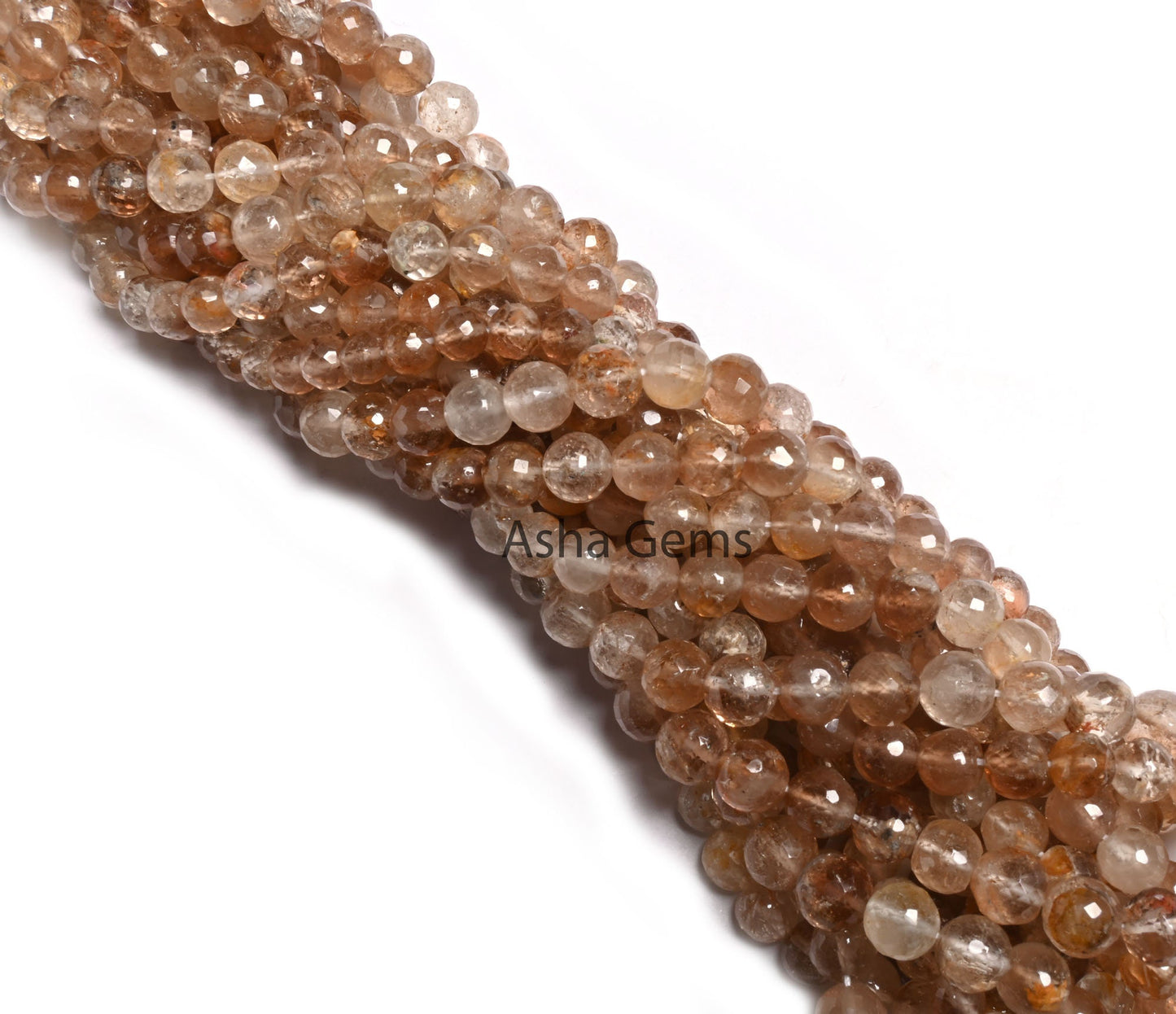 Beautiful Brown Topaz Faceted Round Ball Beads, Rare Shaded Imperial Topaz Indian Machine Cut Round Gemstone Loose Beads Jewelry Crafts SALE