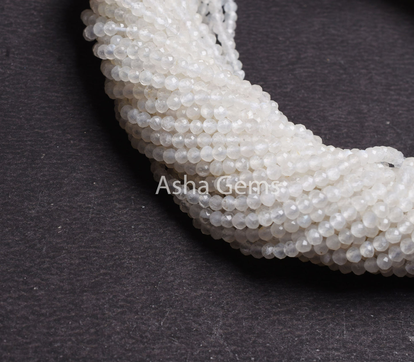3.2 mm Rainbow Moonstone Faceted Rondelle Beads Natural Blue Fire Rainbow Moonstone Micro Machine Cut Beads,12.5" Strand White Rainbow Beads
