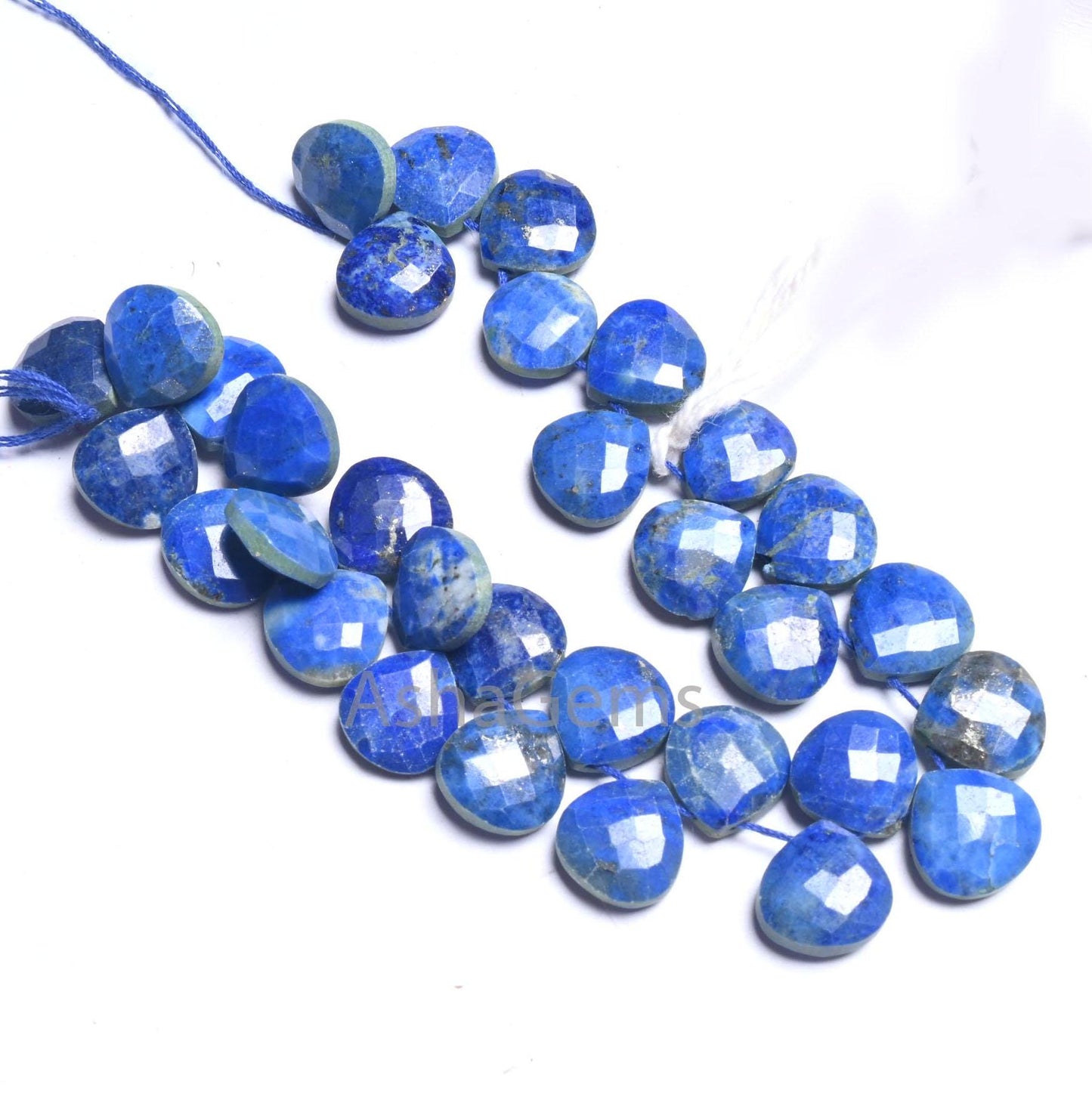 11 mm Natural Lapis Lazuli Faceted Heart Beads,7" Blue Lapis Heart Briolette Side Drill Gemstone Beads, Lapis Bead Jewelry Making Craft SALE (AG 18689 )
