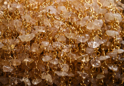 1,5,10,25 Feet Natural citrine Uncut Chip Beads Chain Gold Silver Plated Wire Wrapped Bulk Rosary Chain Citrine Uncut Beaded Chain Craft