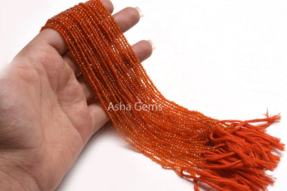 2.25 mm Top Quality Carnelian Faceted Rondelle Beads, Natural Orange Carnelian Machine Cut Beads, Carnelian Bead Micro Cut Gemstone Jewelry