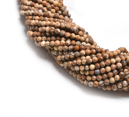 Beautiful Picture Jasper Micro Cut Round Ball Gemstone Beads,3.2 mm Natural Jasper Machine Cut Faceted Roundelle Picture Jasper Bead Jewelry