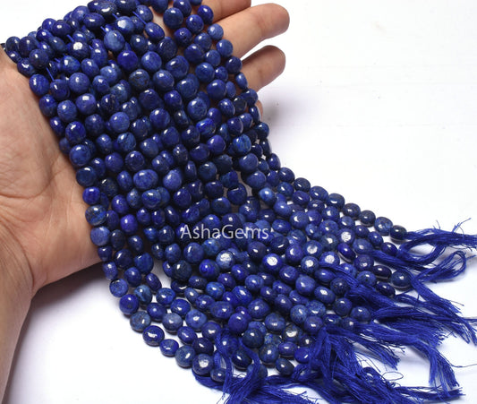 beautiful Lapis Smooth Coin Shape Beads,13" Strand Natural Blue Lapis lazuli Plain Puff Coin Handmade Gemstone Beads  Lapis Bead For Jewelry