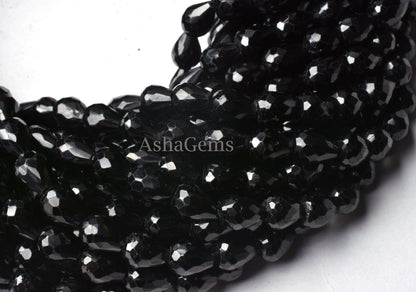 Natural Black Spinel Faceted Drops Shape Beads,5x7 mm Black spinel Faceted Drops Beads,13 Inch Fine Quality Spinel Briolette Gemstone Beads