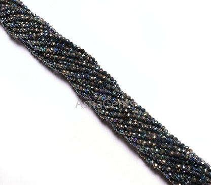 Natural Black Spinal Mystic Coated Micro Cut Tiny Gemstone Loose Beads, Spinel Disco Coated Faceted Rondelle Bead Spinal Jewelry Crafts SALE