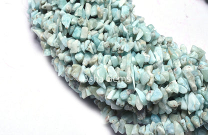 Natural Blue Larimar Uncut Chips Gemstone Beads,34" Strand Larimar Smooth Raw Rough Tiny Nugget Beads, Larimar Beads Jewelry Craft Necklace