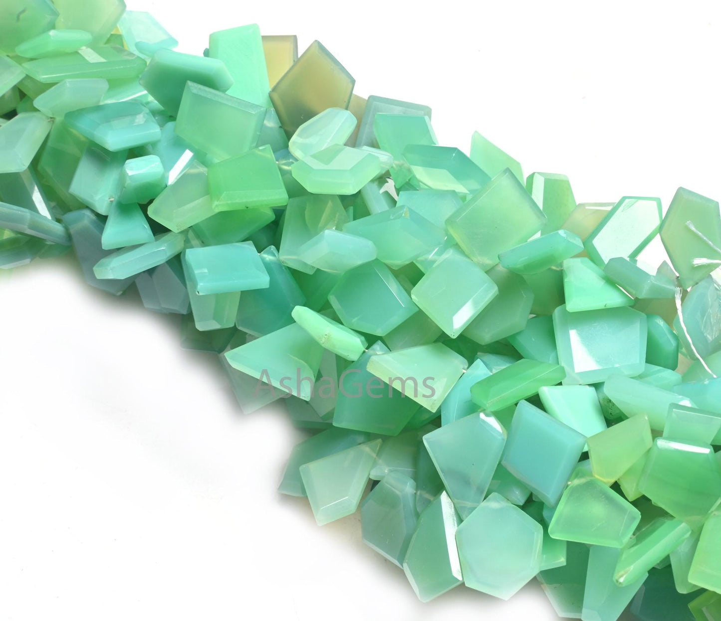 AAA Green Chalcedony Fancy Flat Nugget Gemstone Beads,Chryso Chalcedony uneven Shape table cut Faceted Slice Briolette Beads Jewelry Crafts (AG 18676 )