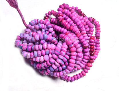 Beautiful Hot Pink Opal Smooth Rondelle Gemstone Beads, Shaded Pink Blue Opal Plain Handmade Bead AAA Opal Bead Jewelry Making Necklace SALE