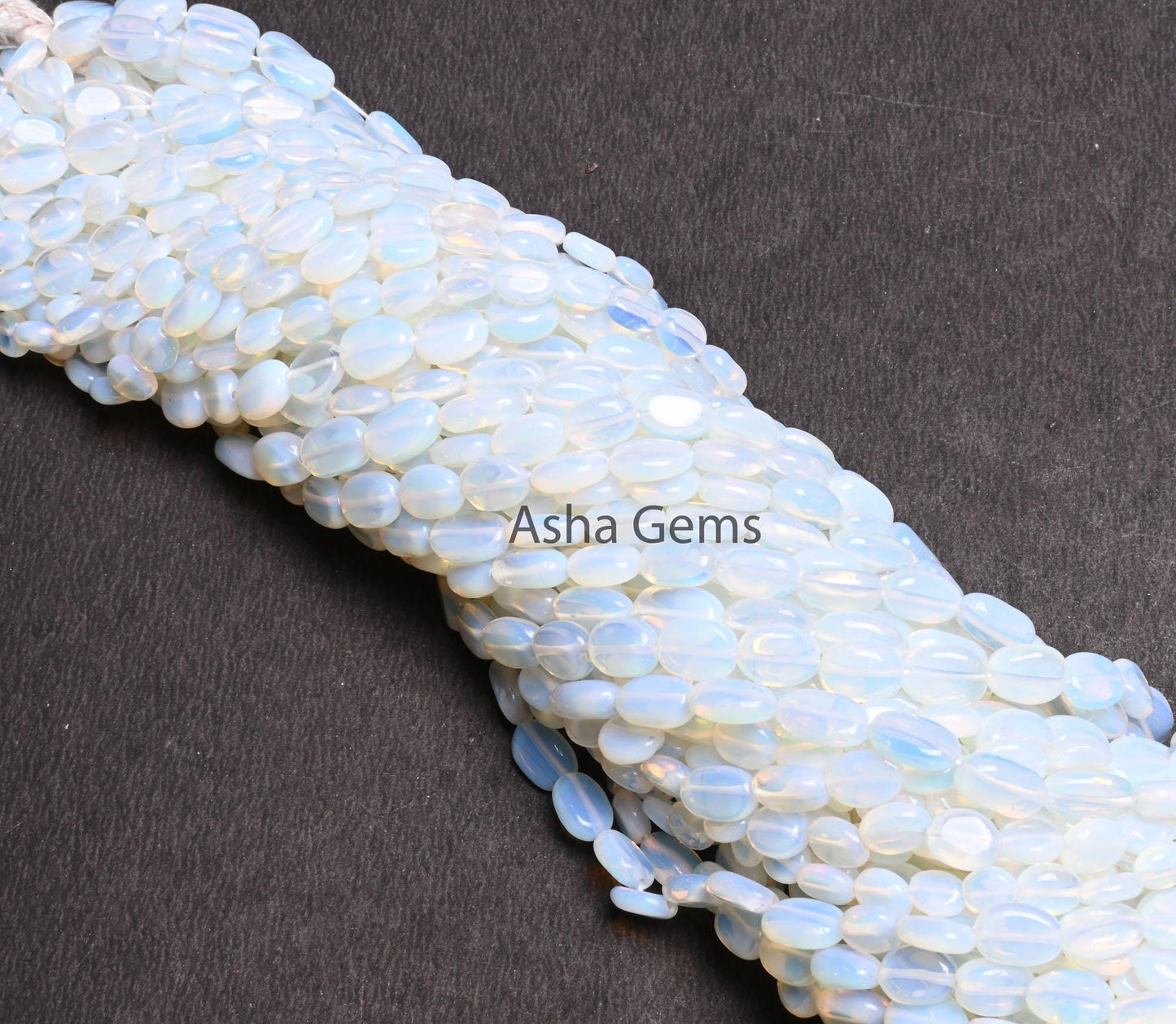 Beautiful Opalite Oval Shape Smooth Beads,12" Strand Fine White Opalite Oval Handmade Plain Straight Drill Beads Opalite Beads Jewelry Craft (AG 22326)
