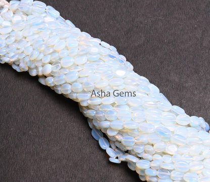 Beautiful Opalite Oval Shape Smooth Beads,12" Strand Fine White Opalite Oval Handmade Plain Straight Drill Beads Opalite Beads Jewelry Craft (AG 22326)
