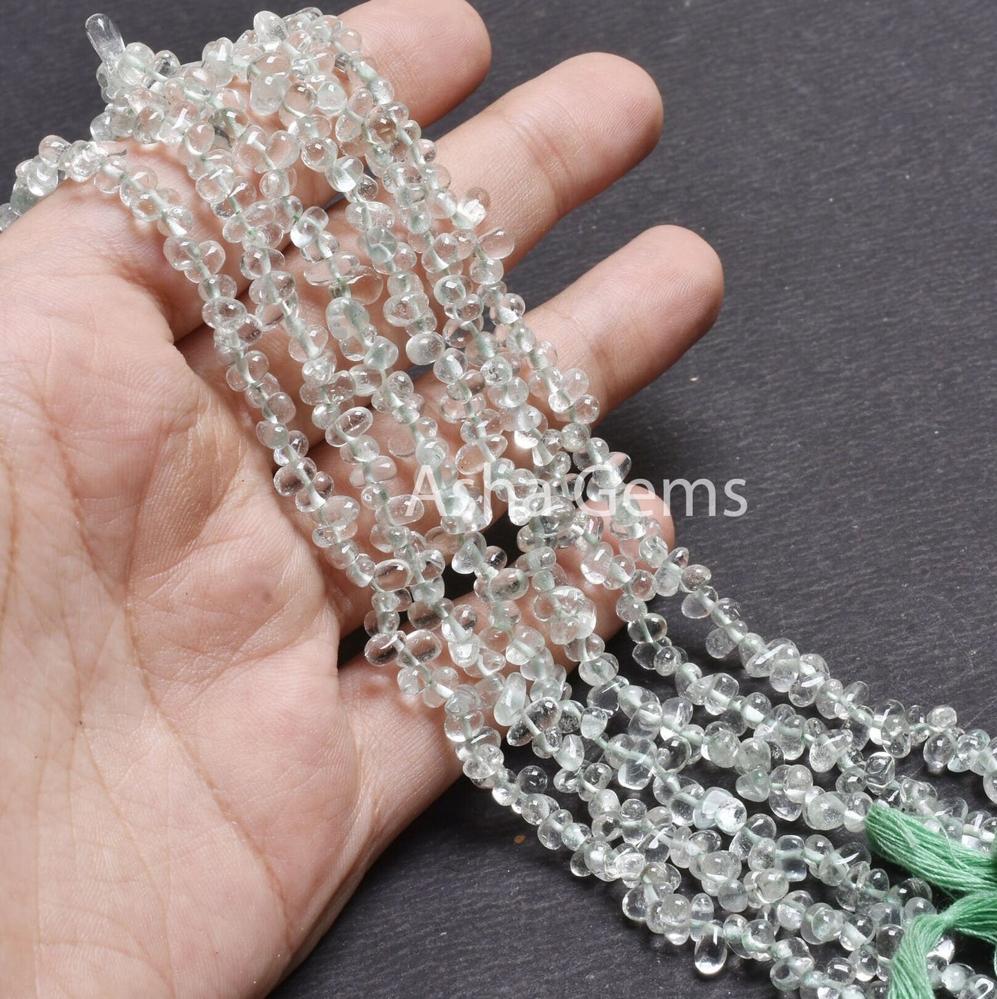 Fine Green Amethyst Smooth Drops Shape Beads,13" Natural Green Amethyst Tiny Teardrop Beads Briolette Amethyst Side Drill Drop Handmade SALE