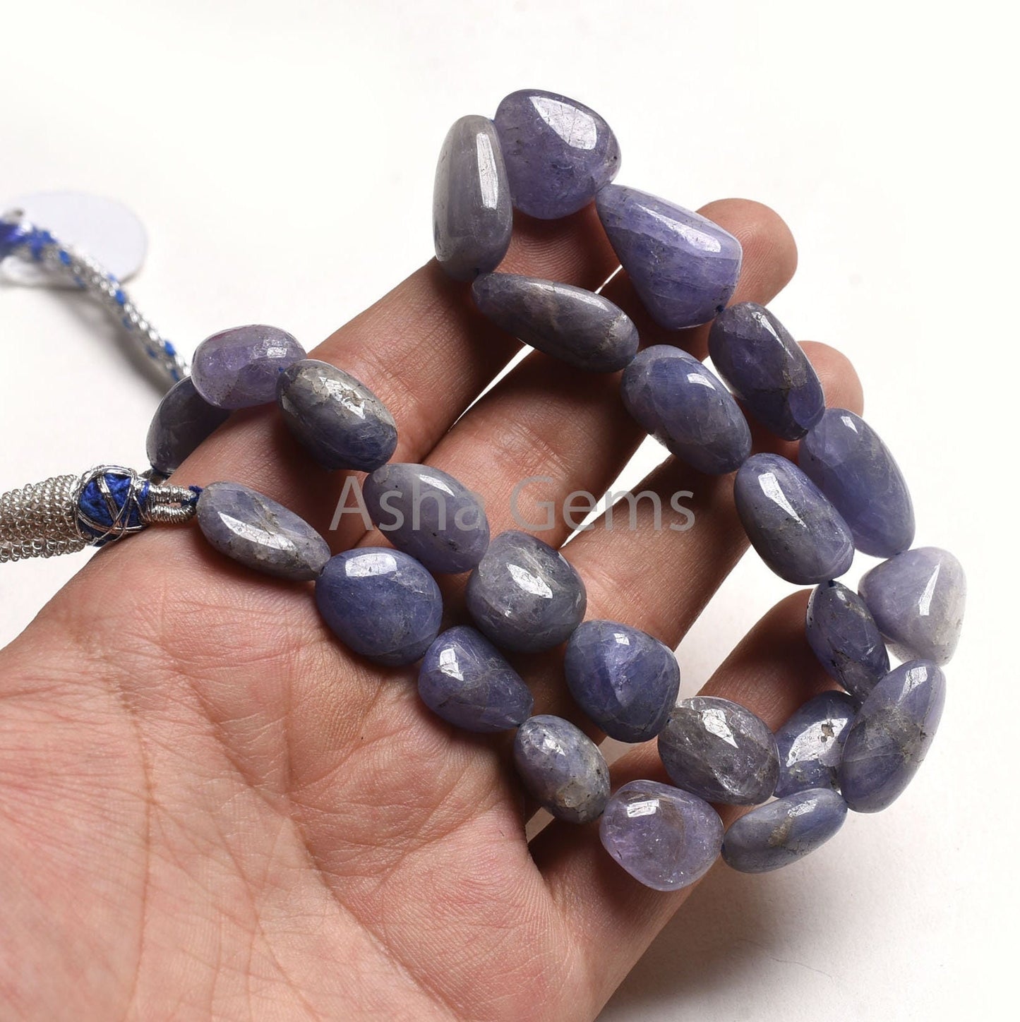Natural Tanzanite Smooth Uneven Shape Nugget Beads,1 Strand Necklace Tanzanite Bead,11x15-14x20 mm Blue Tanzanite Plain Tumble Gemstone Bead