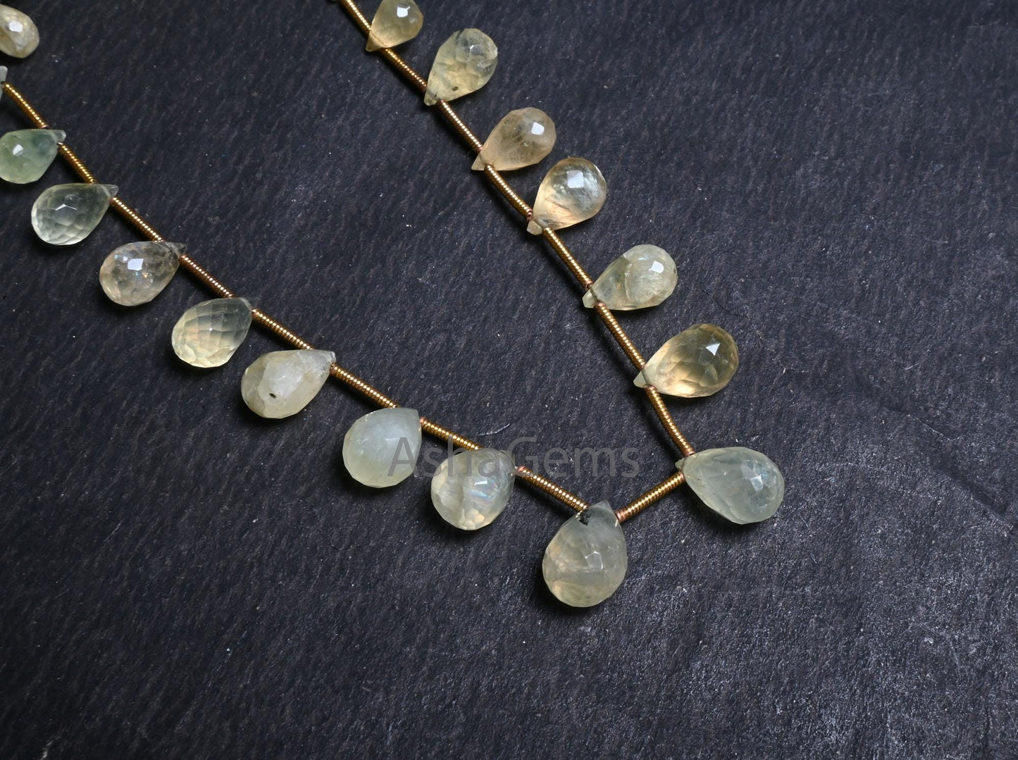 Beautiful Prehnite Faceted Drop Shape Beads, 7" Natural Light Green Prehnite Teardrop Briolette Gemstone beads Jewelry makings Crafts SALE (AG 18631)