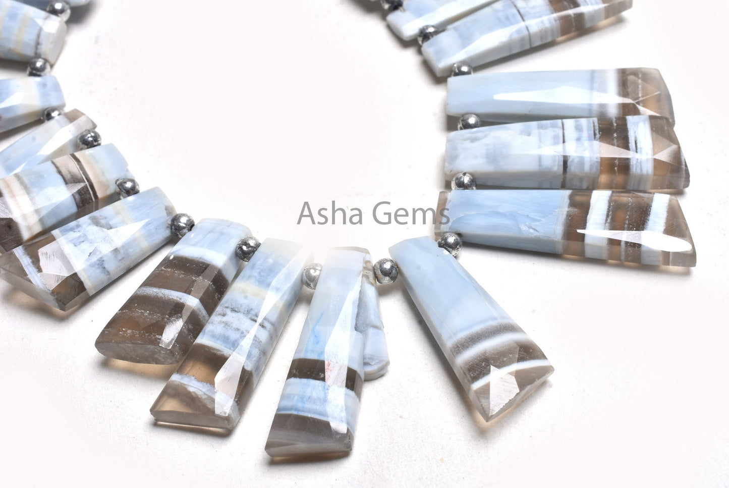Beautiful Blue Boulder Opal fancy Long Slice Gemstone Beads,7.5" Boulder Opal Faceted 7 Shape Side Drill Beads, Opal Bead Jewelry Craft SALE