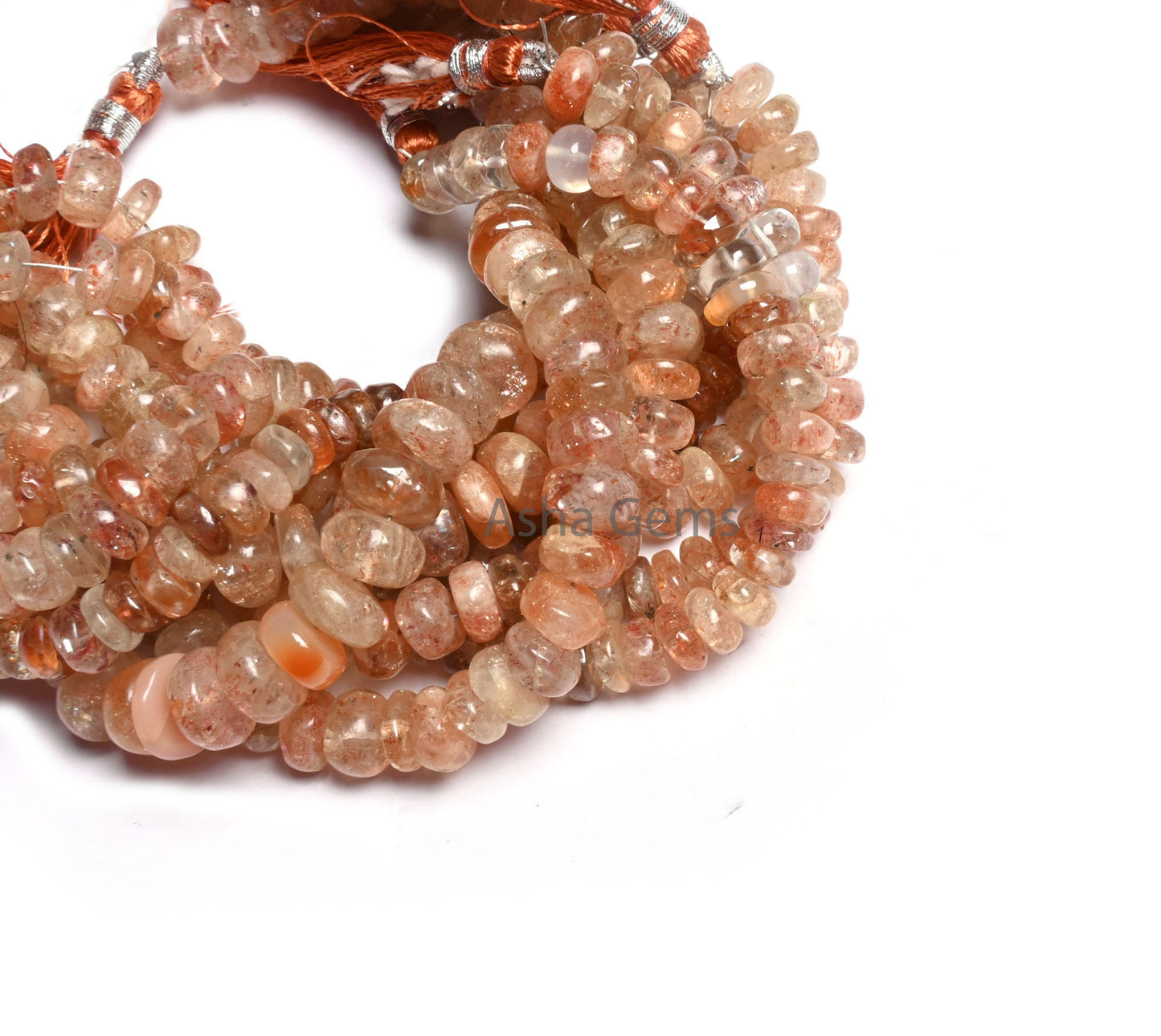Natural Sunstone Rondelle Shape Gemstone Loose Beads, Shaded Red Sunstone Uneven Handmade Rondelle Beads, Sunstone bead Jewelry Making Craft