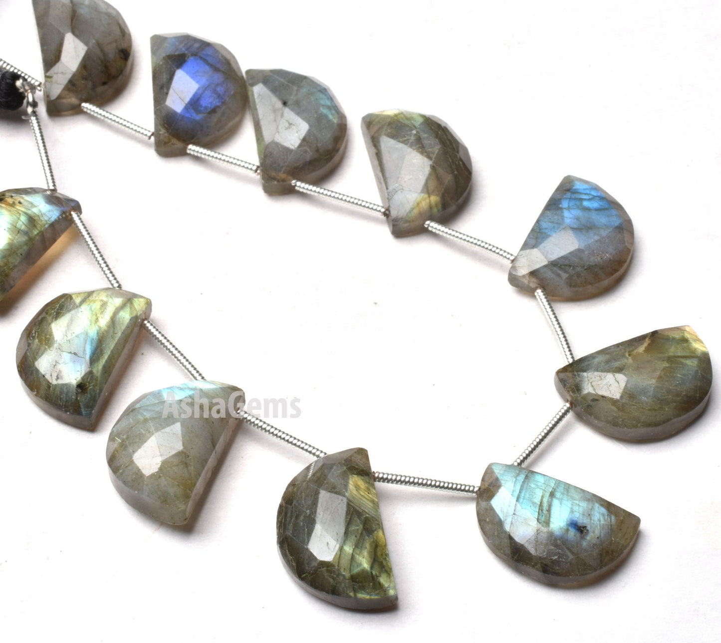 Natural Labradorite Faceted Fancy Shape Beads,8" Strand Multi Flash labradorite Smooth Table D Shape Beads, Black Rainbow Faceted Beads SALE