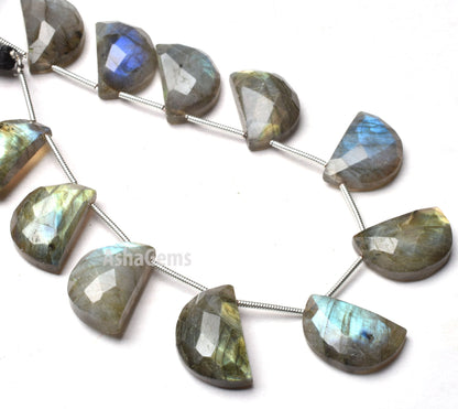 Natural Labradorite Faceted Fancy Shape Beads,8" Strand Multi Flash labradorite Smooth Table D Shape Beads, Black Rainbow Faceted Beads SALE