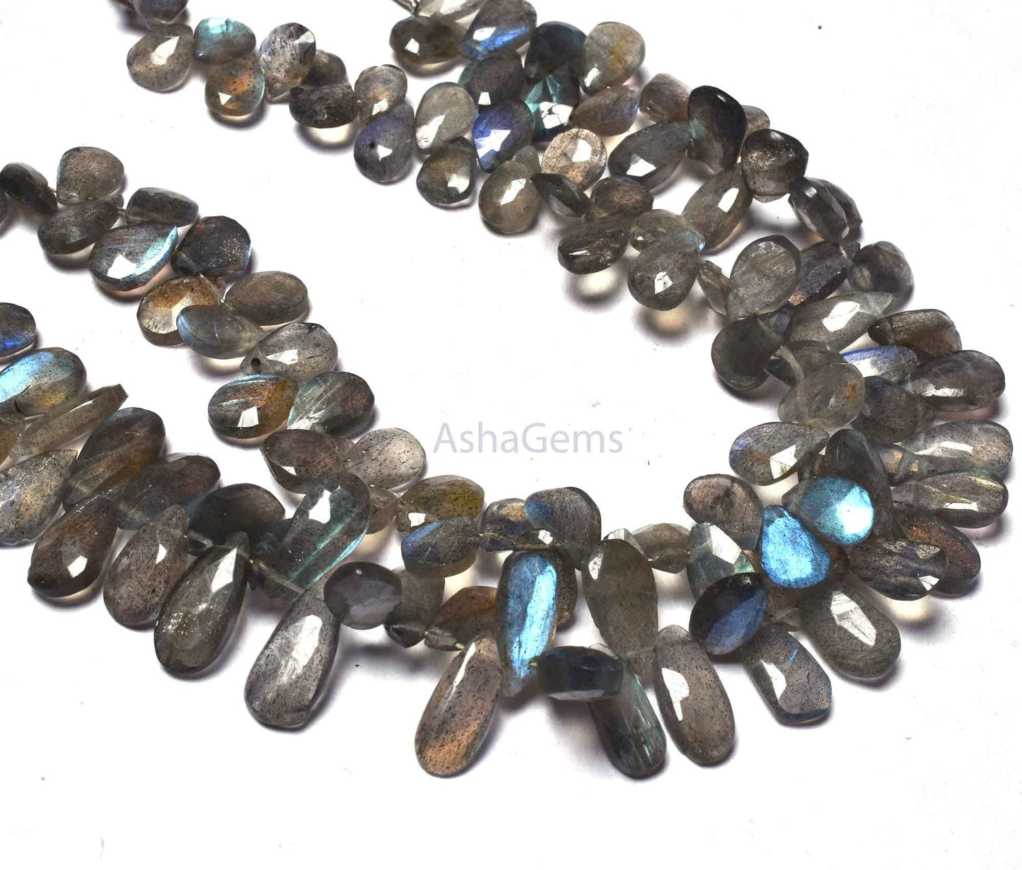 AAA Quality Blue Fire Labradorite Faceted pears Shape Beads,7.5"Strand labradorite Beads, Natural Black Rainbow Teardrop Beads Jewelry Craft