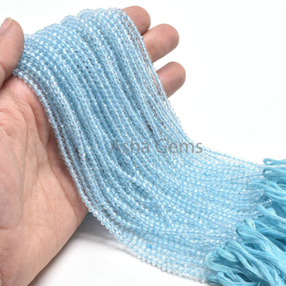 3.2 mm AAA Quality Topaz Sky Blue Coated Micro Cut Round Gemstone Beads, Natural Topaz Machine Cut Round Ball Beads, Coated Blue Topaz Beads