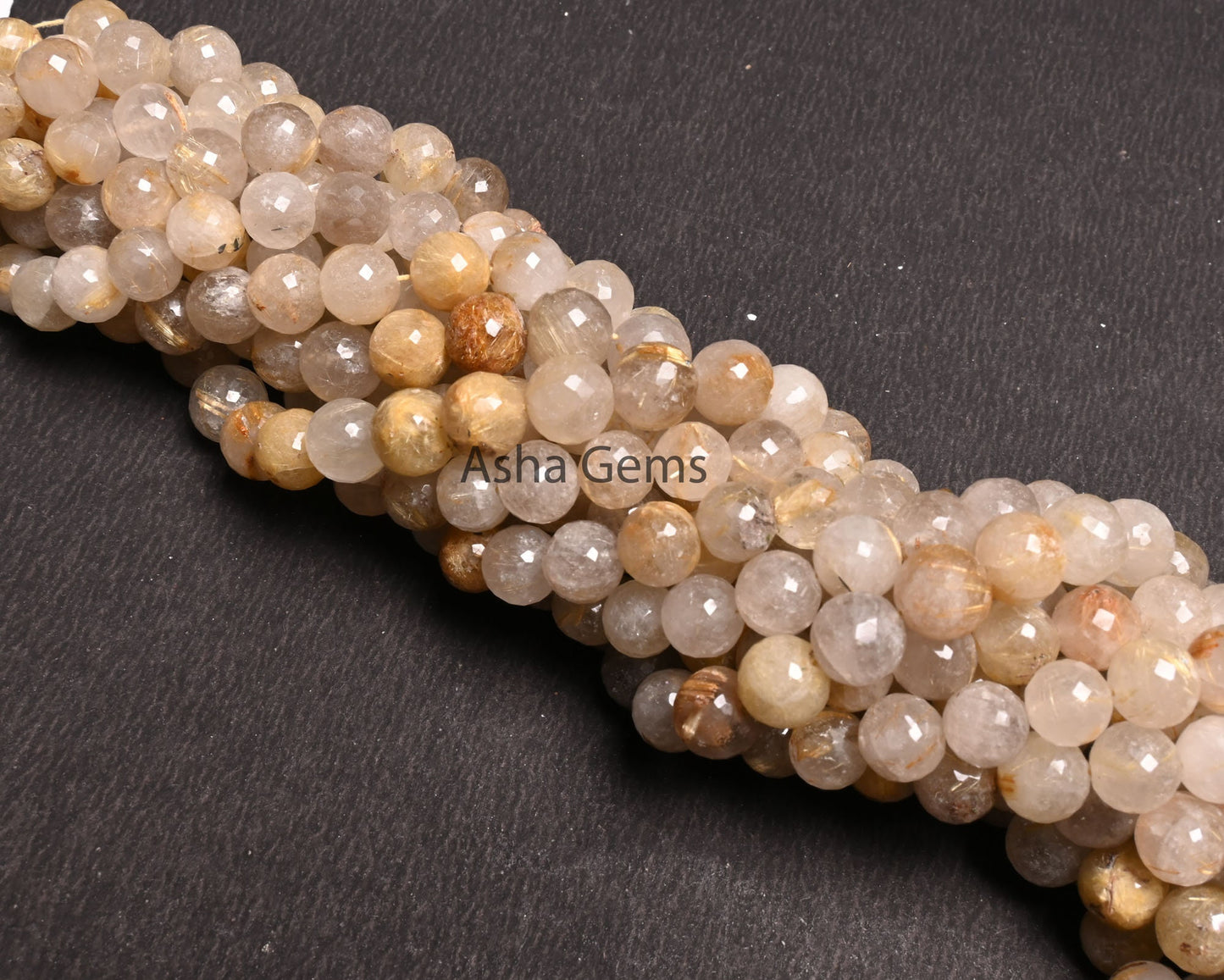 Beautiful Golden Rutile Faceted Round Shape Gemstone Beads, Natural Golden Rutile Indian Cut Round Ball Rutile Beads Jewelry handicraft SALE