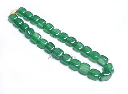 Beautiful Green Onyx Smooth Fancy Nugget Gemstone Beads,15" Fine Green Onyx Plain Handmade Square Shape Uneven Tumble Beads Necklace Jewelry