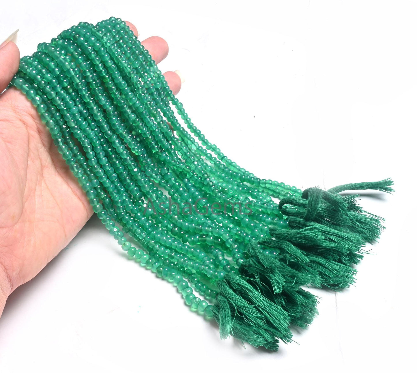 Natural Green Onyx Smooth Rondelle Shape Handmade Beads,12.5" Fine Green Onyx Beads, Onyx Rondelle Gemstone Loose Beads Jewelry making Craft