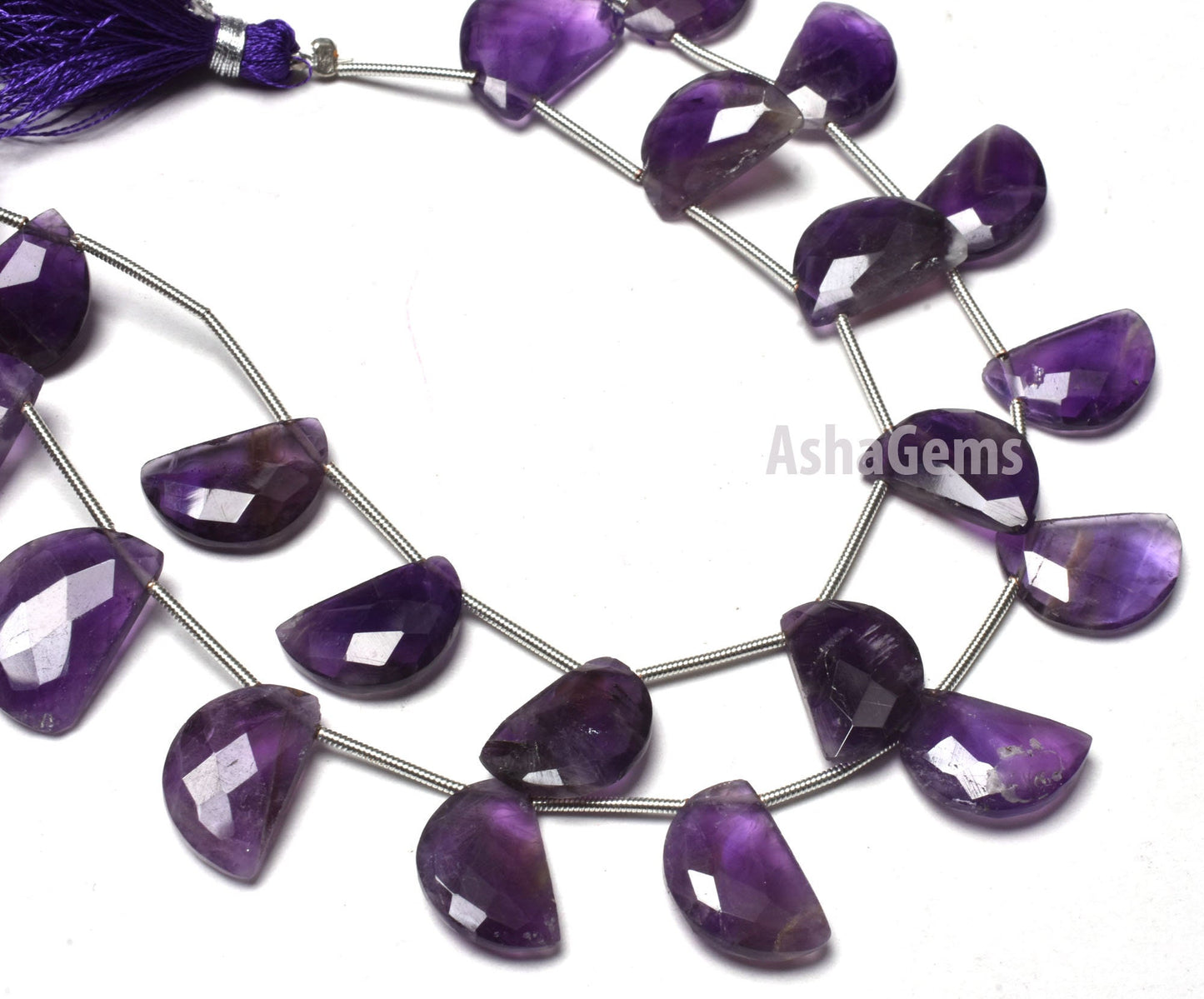 beautiful Purple Amethyst Faceted Fancy Shape Beads,8" Strand African Amethyst Fancy D Shape Bead Gemstone Amethyst Briolette Beads Jewelry