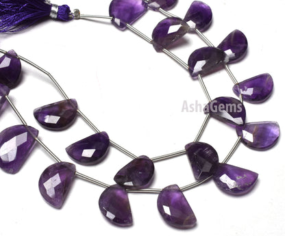 beautiful Purple Amethyst Faceted Fancy Shape Beads,8" Strand African Amethyst Fancy D Shape Bead Gemstone Amethyst Briolette Beads Jewelry