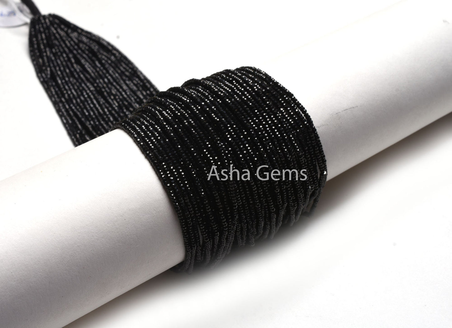 AAA+ Quality Black Spinal Micro faceted Machine Cut Flat Rondelle Beads,2.2x1.1 mm Natural Black Spinel Diamond Cut Beads, Spinel Beads SALE