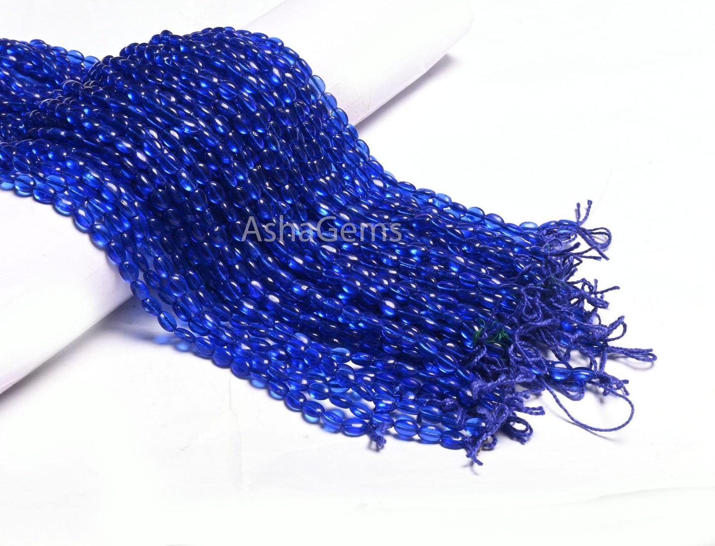 13" Strand Beautiful Royal Blue Color Hydro Smooth Oval Shape Beads,5.5-7.5 mm Blue Hydro Plain Handmade Oval Bead Jewelry Making Craft SALE