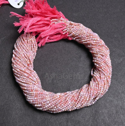 Beautiful Pink Opal Faceted Machine Cut Rondelle Beads,2-2.2mm Genuine Pink Opal Micro Cut Tiny Gemstone Opal Bead Jewelry Making Craft SALE