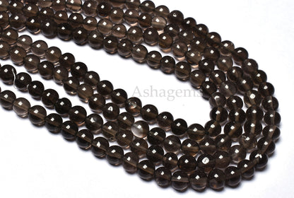 Natural Smoky Quartz Smooth Round Ball Shape Beads,Beautiful Smoky Plain Round Beads,13 Inch Strand, Smoky Gemstone Beads Jewelry Craft SALE