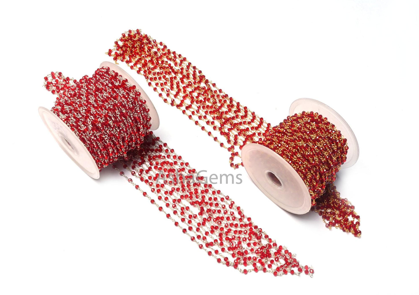 Fine Red Garnet Hydro Faceted Micro Cut Rondelle Beads Rosary Chain,3-3.5mm Silver Gold Plated Wire Wrap Jewelry Making Chain Rosary Crafts