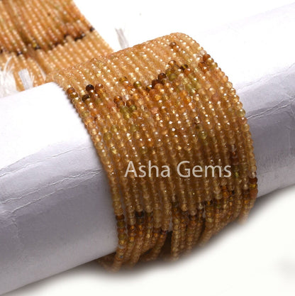 AAA Natural Yellow Tourmaline Faceted Micro Cut Beads,2.5mm Rare Shaded Yellow Tourmaline Machine Cut Rondelle Gemstone Bead Tourmaline SALE