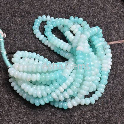 AAA Quality Sky Blue Peru Opal Rondelle Shape Smooth Beads, Beautiful Peruvian Opal Shaded Smooth Gemstone Bead Necklace jewelry Making SALE