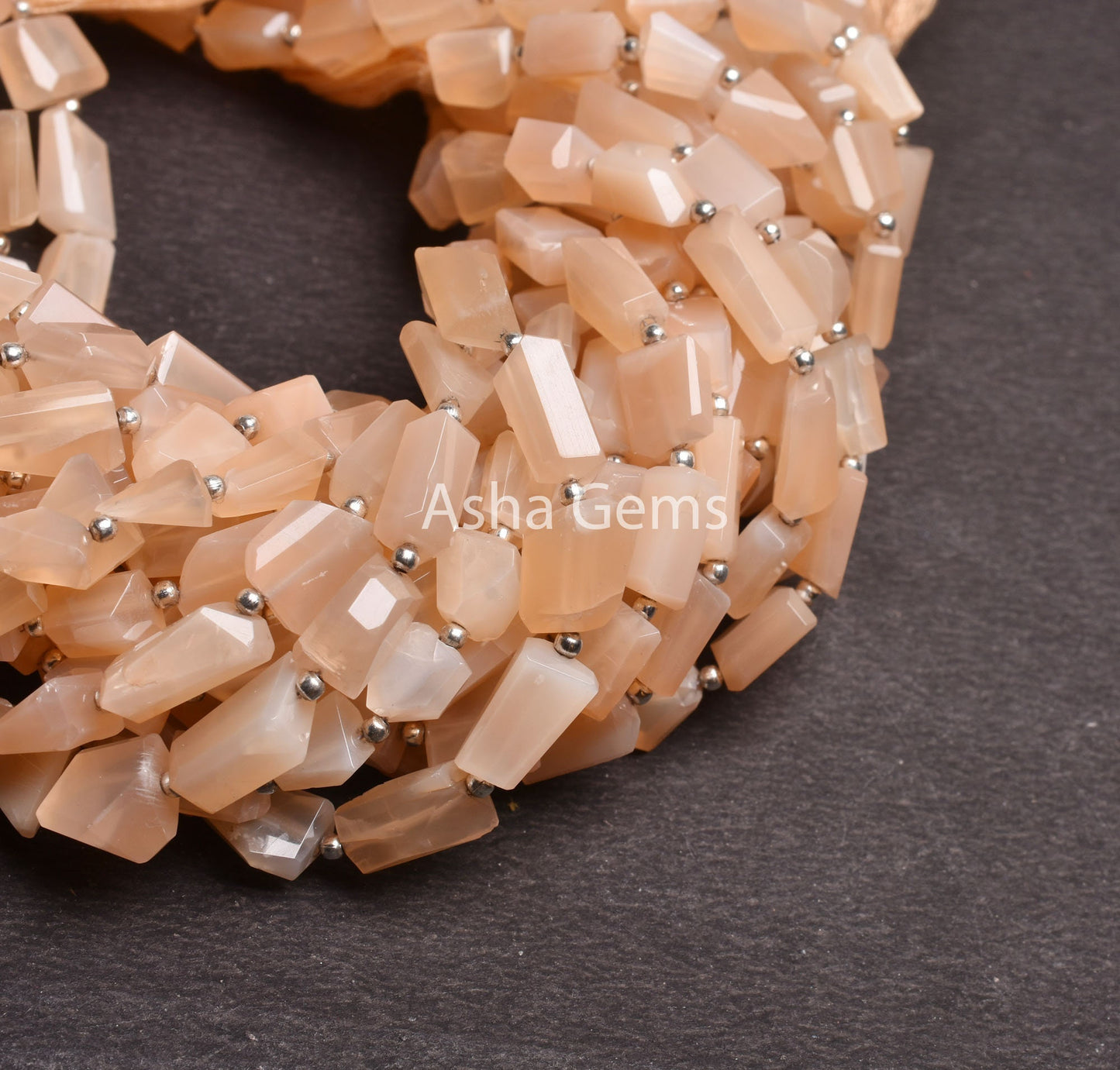 Fine Moonstone Nugget Shape Faceted Gemstone Beads, Natural Light Peach Moonstone Uneven Tumble Straight Drill Bead, Pink Moonstone Jewelry