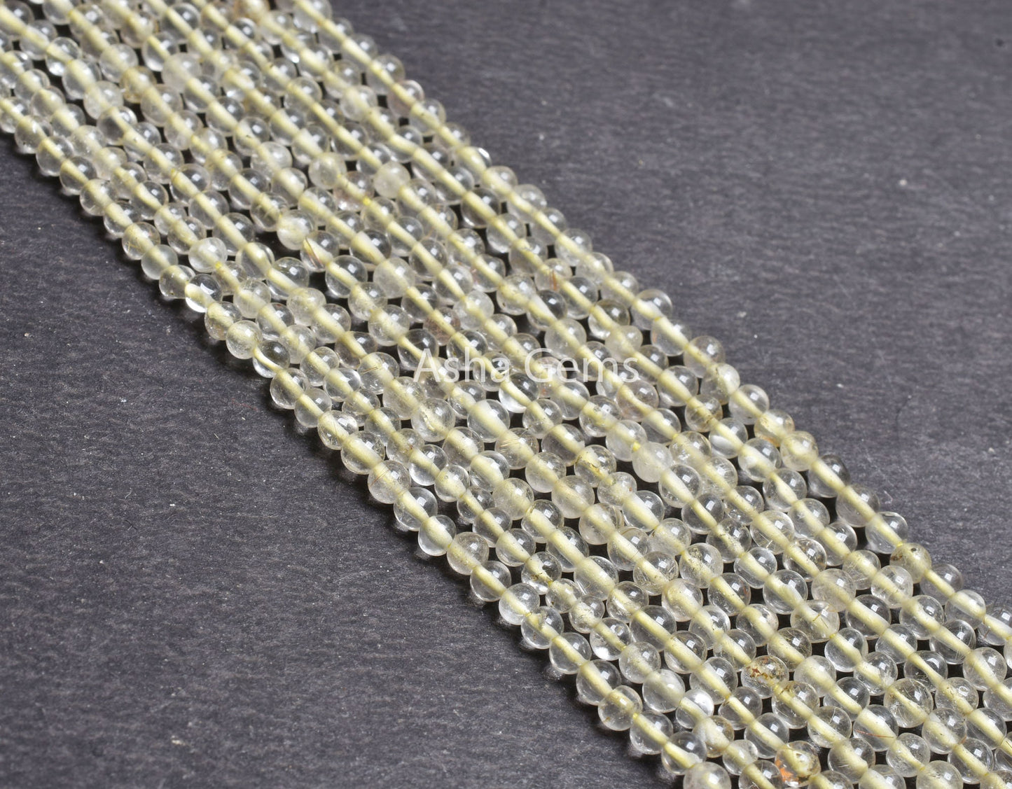 4 mm Lemon Quartz Smooth Round Ball Gemstone Beads,13" Strand Natural Yellow Lemon Plain Round Shape Beads, Lemon Quartz Bead Jewelry Crafts