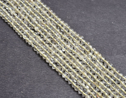 4 mm Lemon Quartz Smooth Round Ball Gemstone Beads,13" Strand Natural Yellow Lemon Plain Round Shape Beads, Lemon Quartz Bead Jewelry Crafts