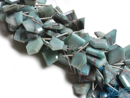 Beautiful Blue Chrysocolla Uneven Slice Side Drill Gemstone Beads,10-17mm Natural Chrysocolla Bead, Chrysocolla Fancy Faceted Beads Jewelry