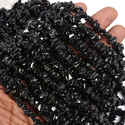34"Strand Natural Black Spinel Uncut Chips Beads Gemstone Black Spinal Raw Rough Nugget Beads, Spinel Beads Uneven Uncut Chip Jewelry Crafts