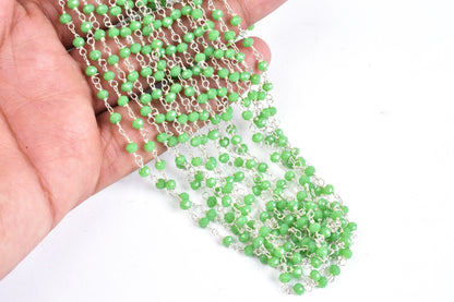 Green Jasper Hydro Faceted Rondelle Jewelry Beads Rosary Chain 1 to 50 Feet Bulk Roll Supply Chain 3-3.5 Green Crystal Rosary Chain CRAFTS