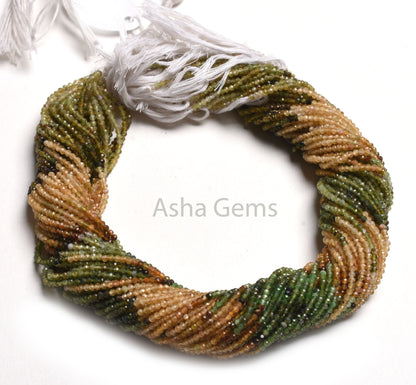 2 mm Rare Shaded Yellow Green Tourmaline Micro Cut Faceted Beads,13" Multi Tourmaline Machine Cut Rondelle Gemstone Tourmaline Beads Jewelry