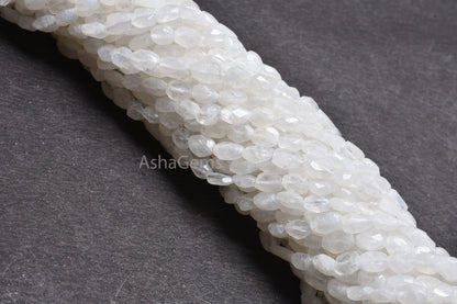 Beautiful Blue Fire Rainbow Moonstone Oval Faceted Beads,12.5" Natural white rainbow Handmade Indian Cut Oval Gemstone Beads Jewelry Crafts