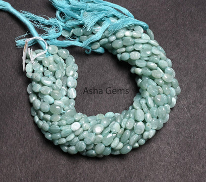 13" Strand Beautiful Amazonite Smooth Oval Handmade Beads, Fine Blue Amazonite Plain Uneven Oval Straight Drill Amazonite Bead Jewelry Craft