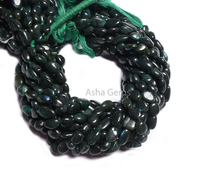 Beautiful Green Coated Labradorite Smooth Nugget Beads, Fine Labradorite Plain Handmade Uneven Tumble Straight Drill Gemstone Beads Jewelry (AG 22288)